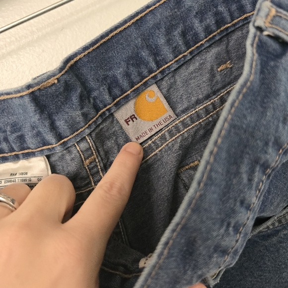 Carhartt FR Jeans 36x30 FRB100 DNM FR Relaxed Fit Blue Denim Distressed Ufcw - Picture 7 of 12